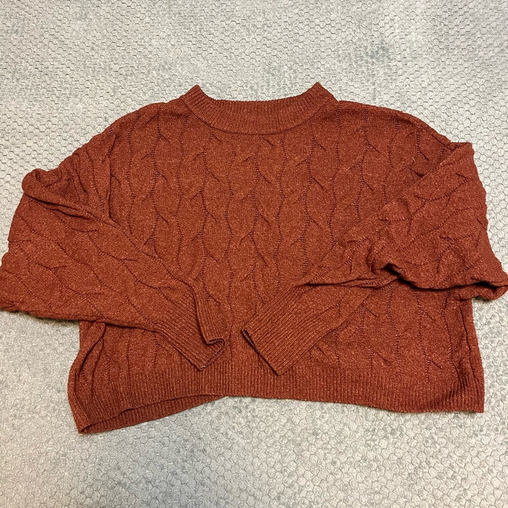 Pink Republic Brown Crew Neck Sweater Knit Texture